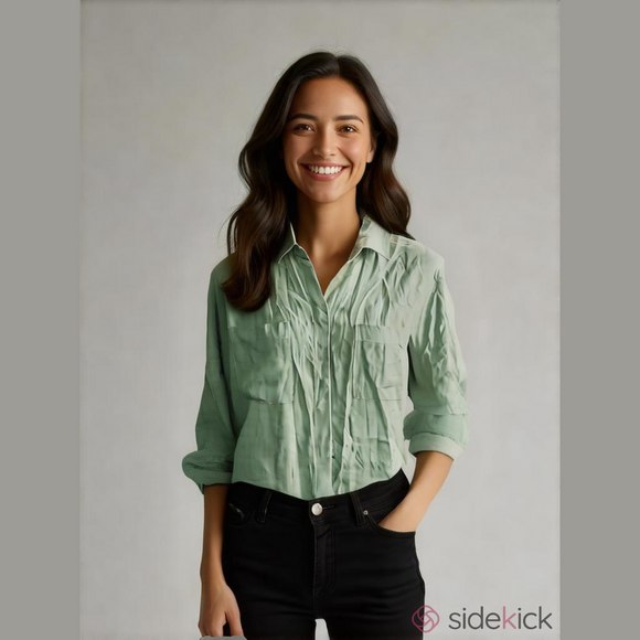 Maeve Tops - Women's Anthropologie Maeve Green Button Down Shirt Size S